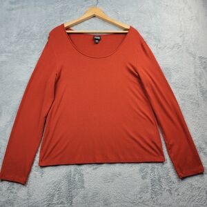 Eileen Fisher Womens Blouse Size Large Scoop Stretch Made In USA Lagenlook